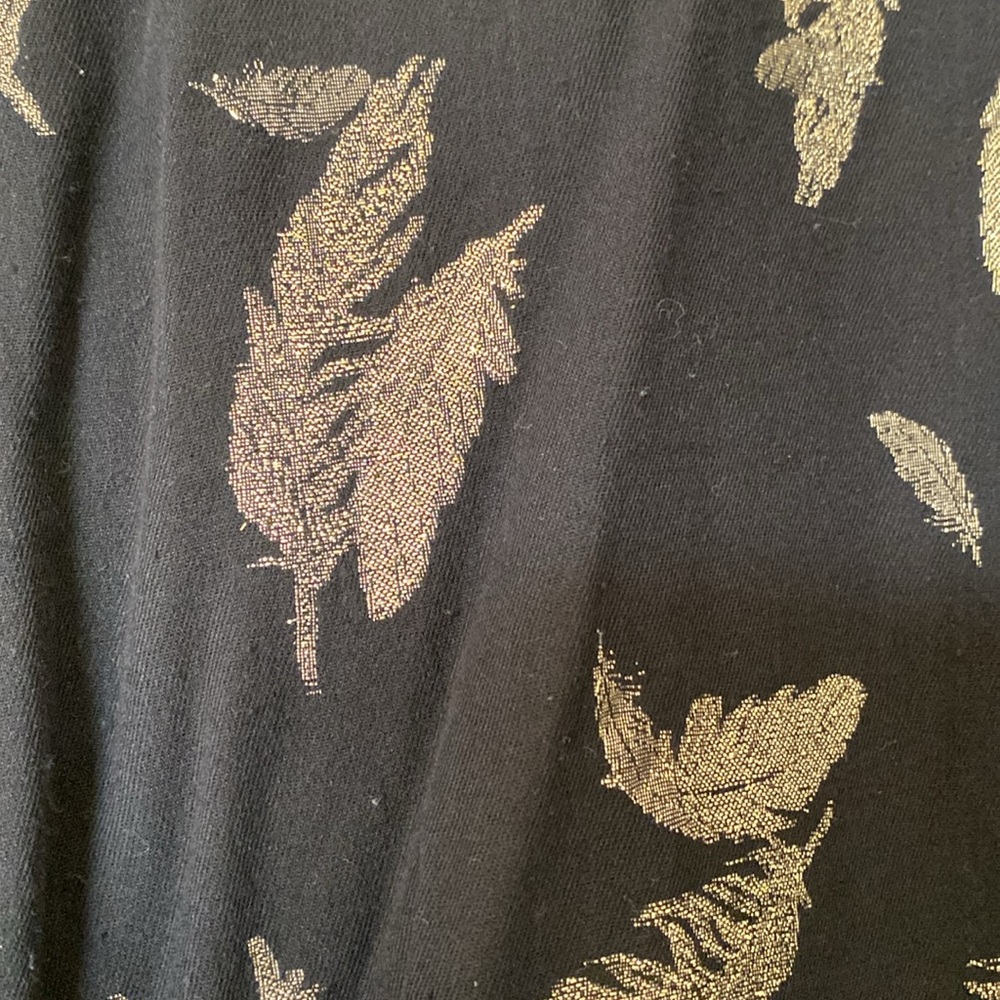 Johnny Was Workshop Open Jacket Black with Gold Feathers Velvet Trim & Pockets - Picture 9 of 10